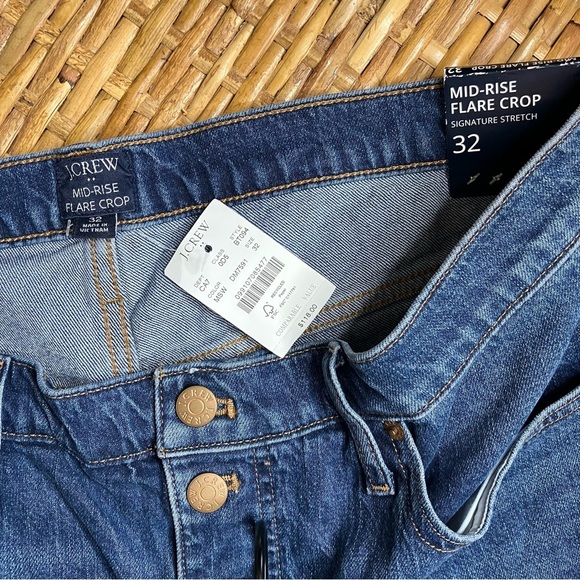 J. Crew Mid Rise Button Fly Flare Crop Jeans - Picture 3 of 7